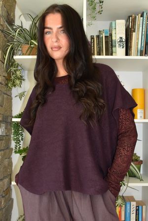 Paisley Park Flock Body Skim Top Aubergine